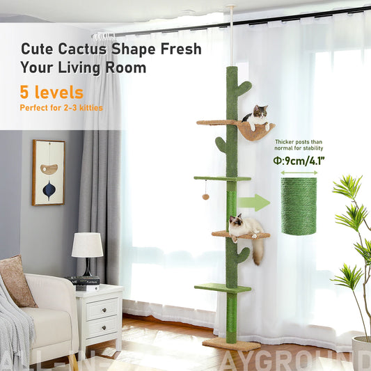 Cactus Cat Tree- Floor to Ceiling, Adjustable Height