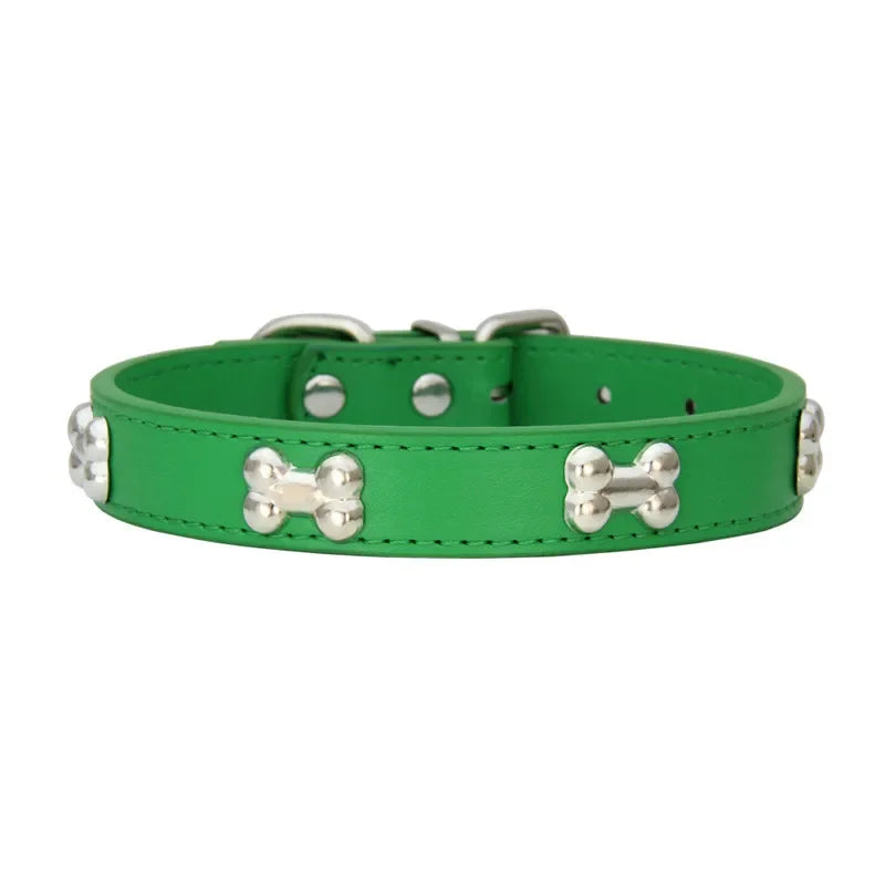 Bone Design Leather Pet Collars