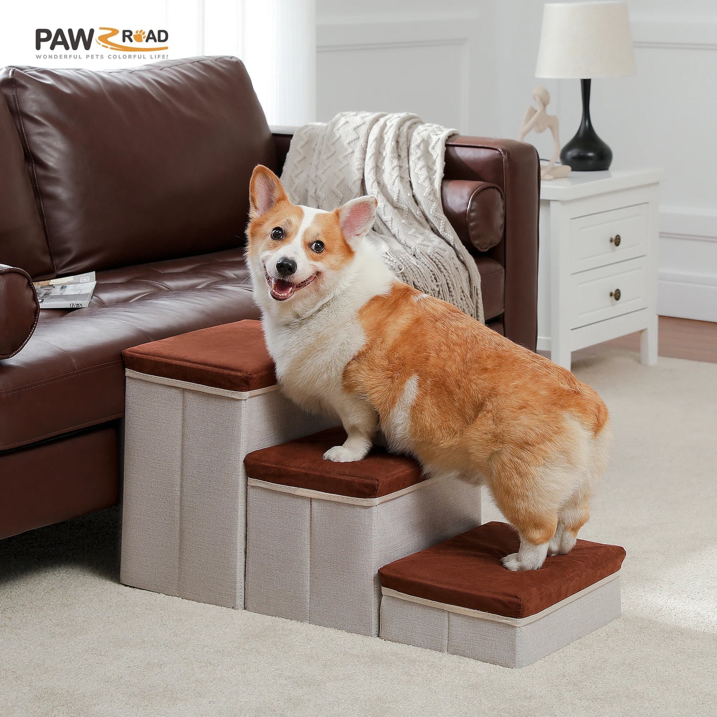 Foldable Pet Stairs with Storage Box