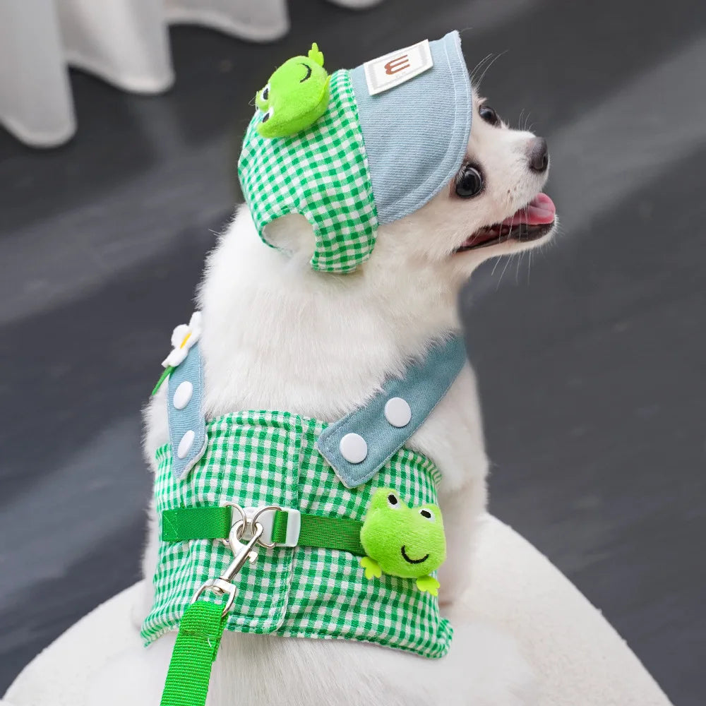 Cartoon Pet Harness, Leash, and Sun Hat Set