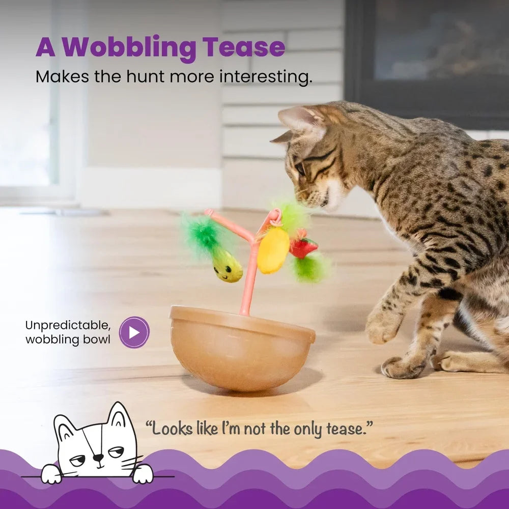 Wobbling Cat Toy Fruit Bowl with Interactive Catnip Toys