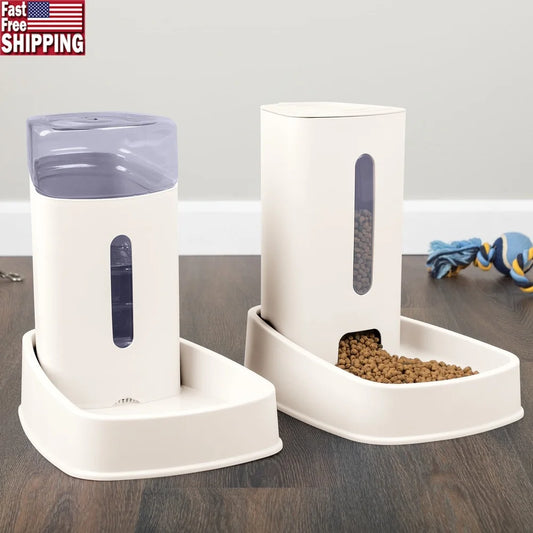 2-Pack Large Capacity Gravity Pet Feeder and Water Dispenser