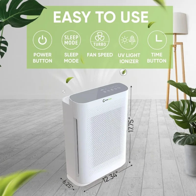 Air Purifier, True HEPA Filter/Ionizer/Carbon + UV Light, Portable