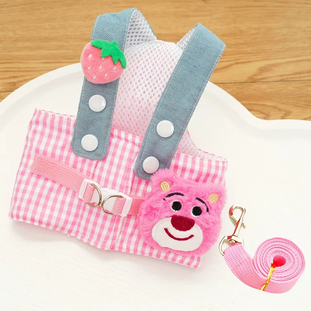 Cartoon Pet Harness, Leash, and Sun Hat Set