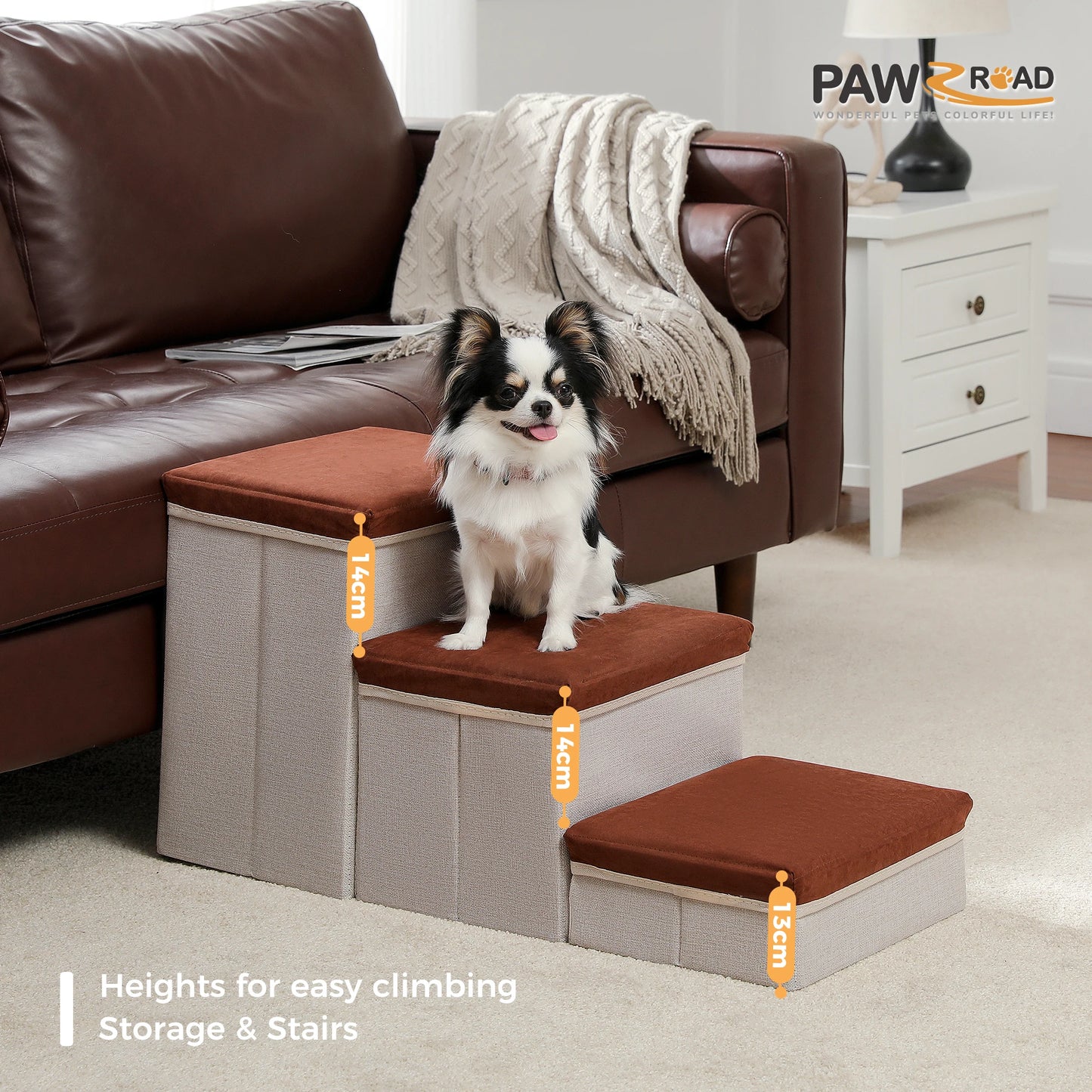 Foldable Pet Stairs with Storage Box