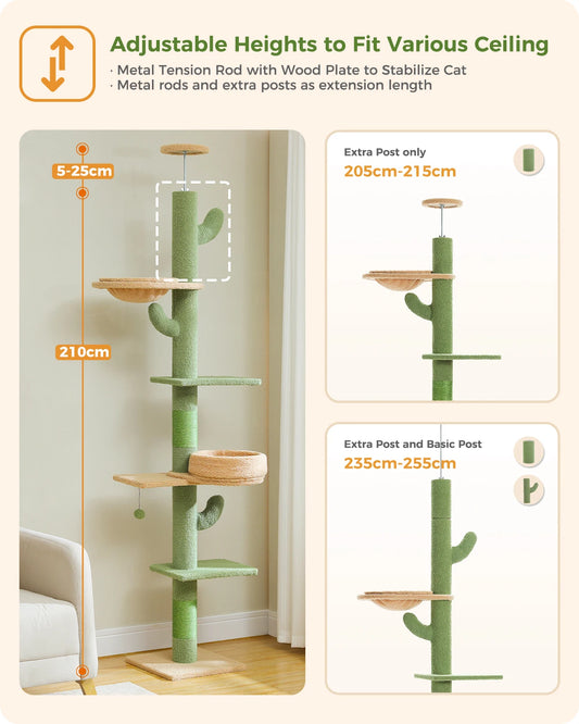 Cactus Cat Tree- Floor to Ceiling, Adjustable Height