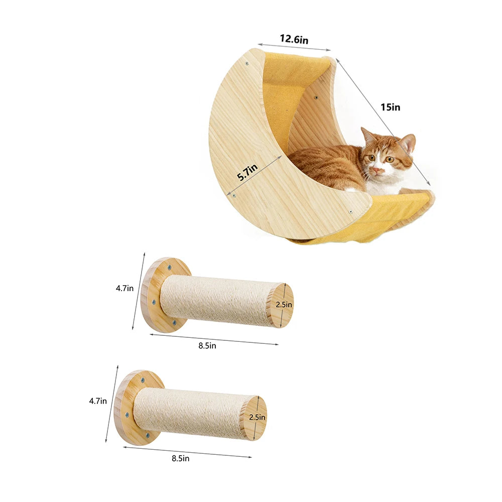 Moon Shaped Cat Shelf, Wall Hammock