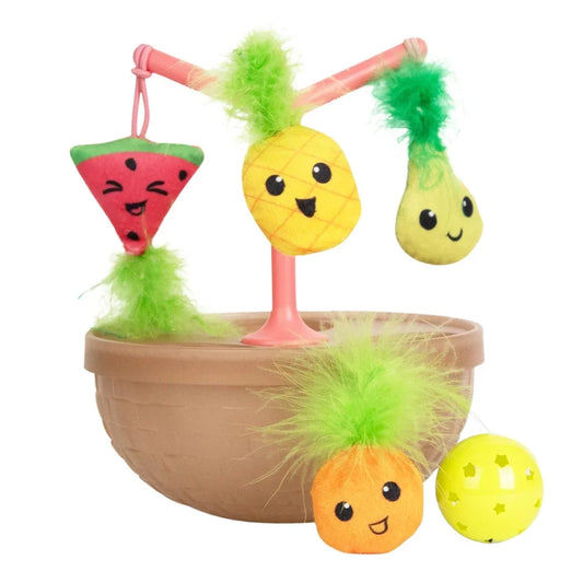 Wobbling Cat Toy Fruit Bowl with Interactive Catnip Toys