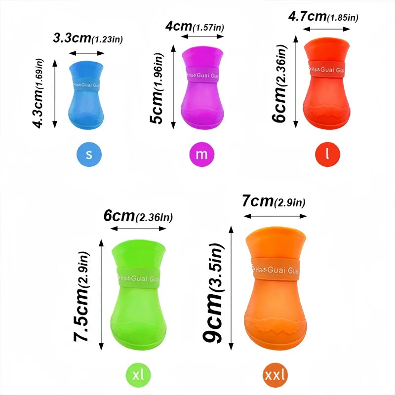 Waterproof Pet Rain Shoes- Anti-slip Rubber