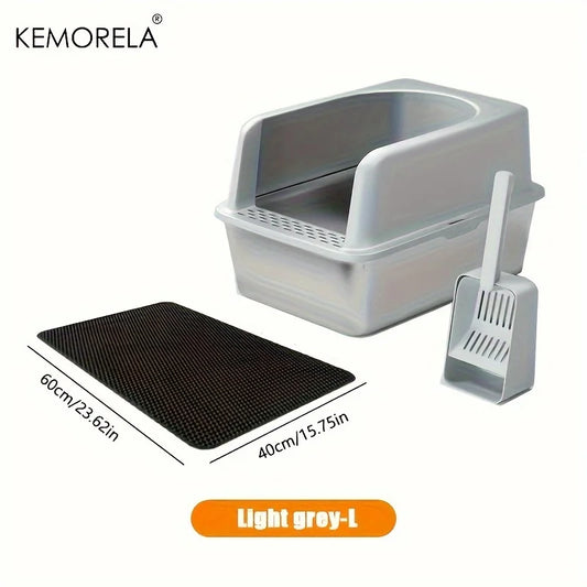 Stainless Steel Litter Box With Litter Mat And Litter Scoop