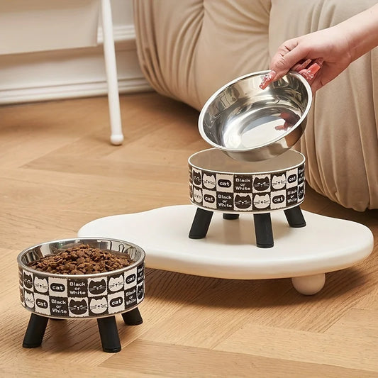 Elevated stainless steel cat bowl