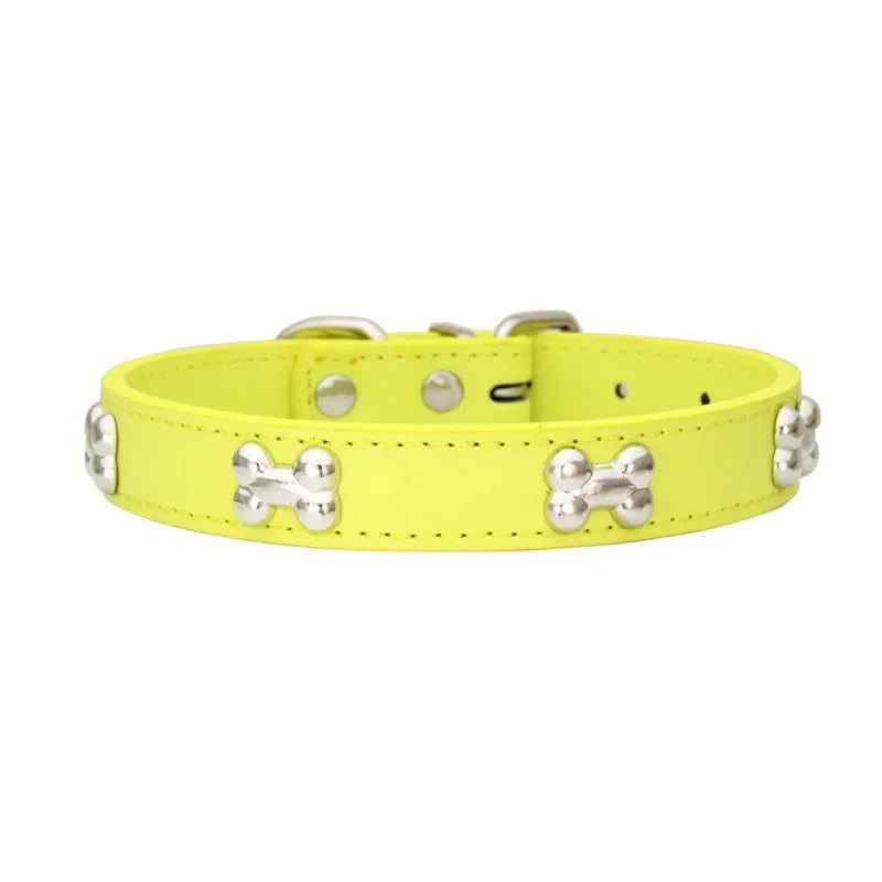 Bone Design Leather Pet Collars