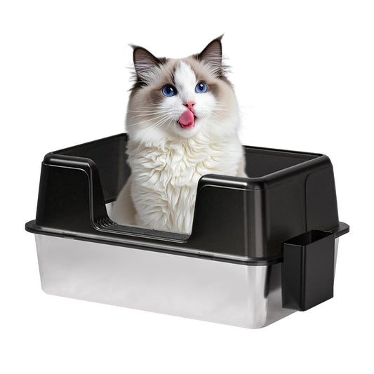 Stainless Steel Cat Litter Box With Litter Mat And Scoop