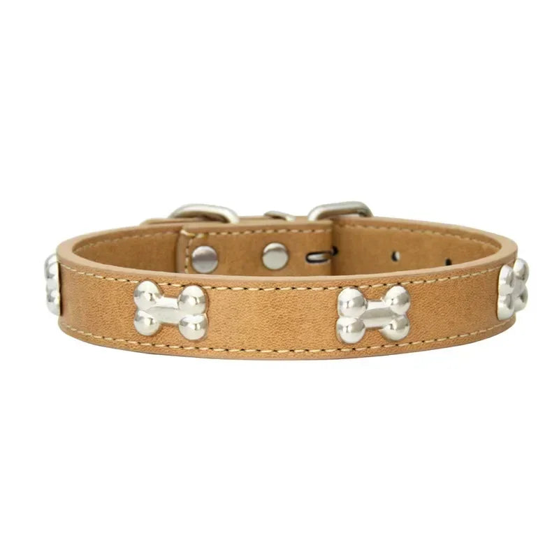 Bone Design Leather Pet Collars