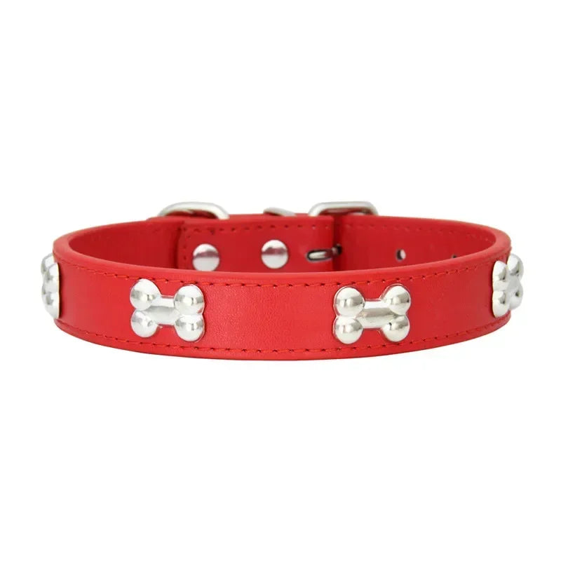 Bone Design Leather Pet Collars
