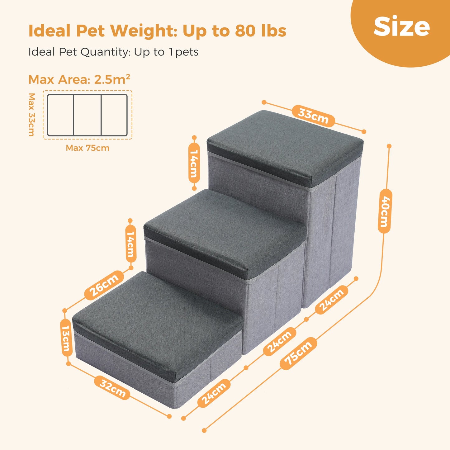 Foldable Pet Stairs with Storage Box