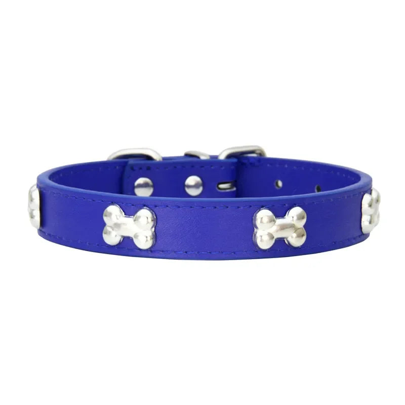 Bone Design Leather Pet Collars