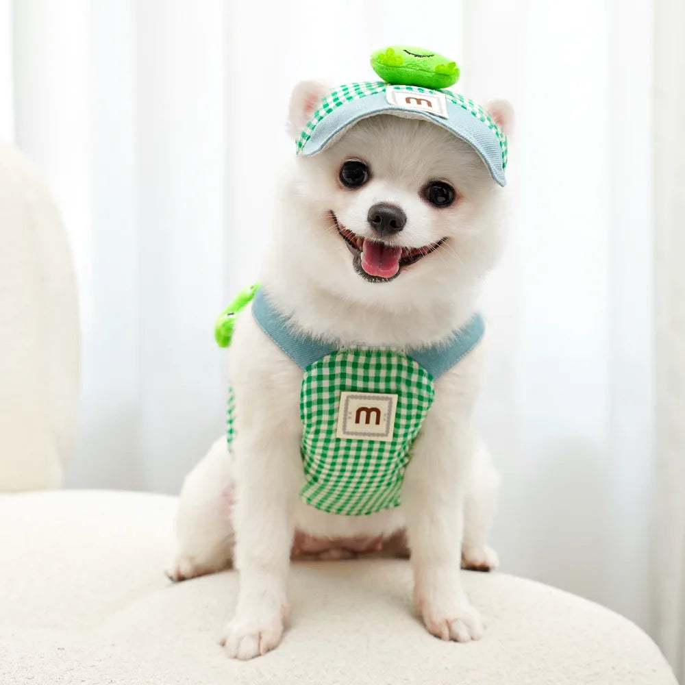 Cartoon Pet Harness, Leash, and Sun Hat Set