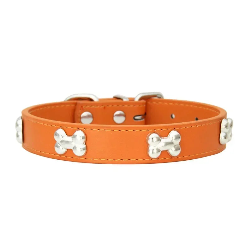 Bone Design Leather Pet Collars