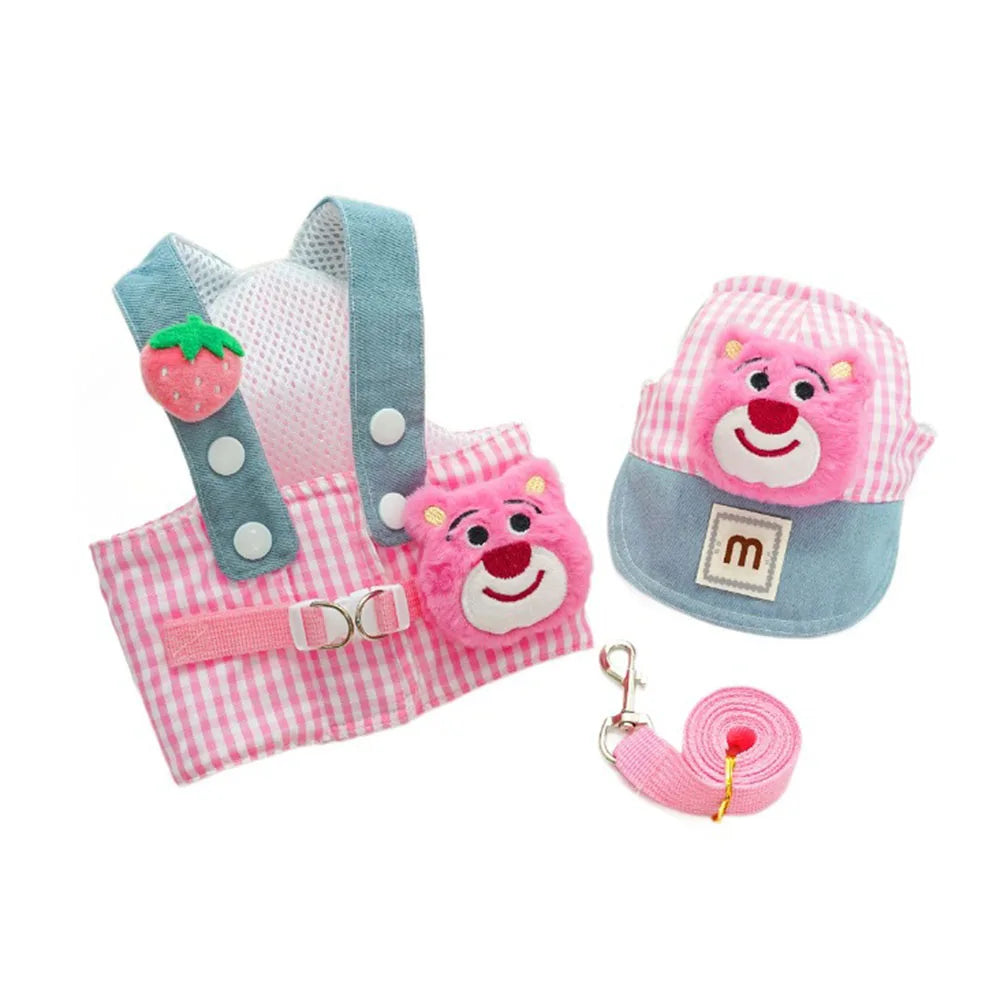 Cartoon Pet Harness, Leash, and Sun Hat Set