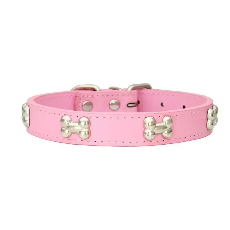 Bone Design Leather Pet Collars