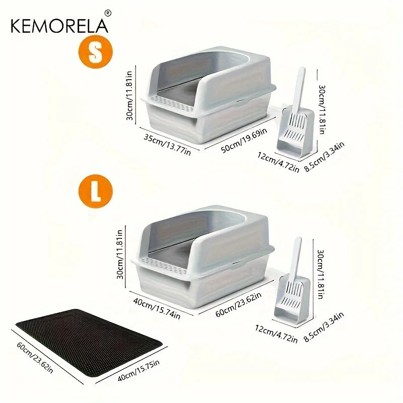 Stainless Steel Litter Box With Litter Mat And Litter Scoop