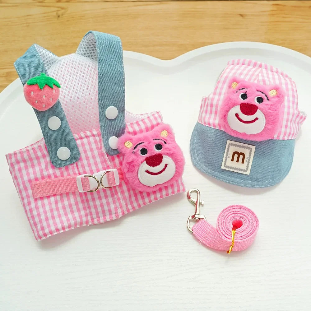 Cartoon Pet Harness, Leash, and Sun Hat Set