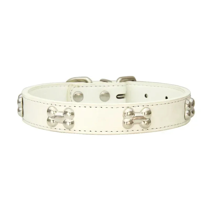 Bone Design Leather Pet Collars