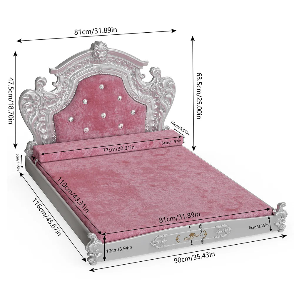 Fancy Velvet Dog Bed with Headboard