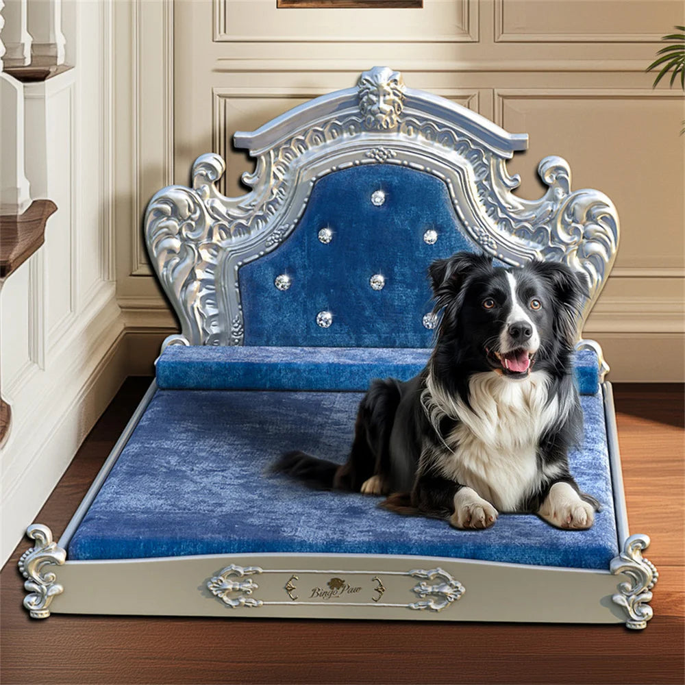 Fancy Velvet Dog Bed with Headboard