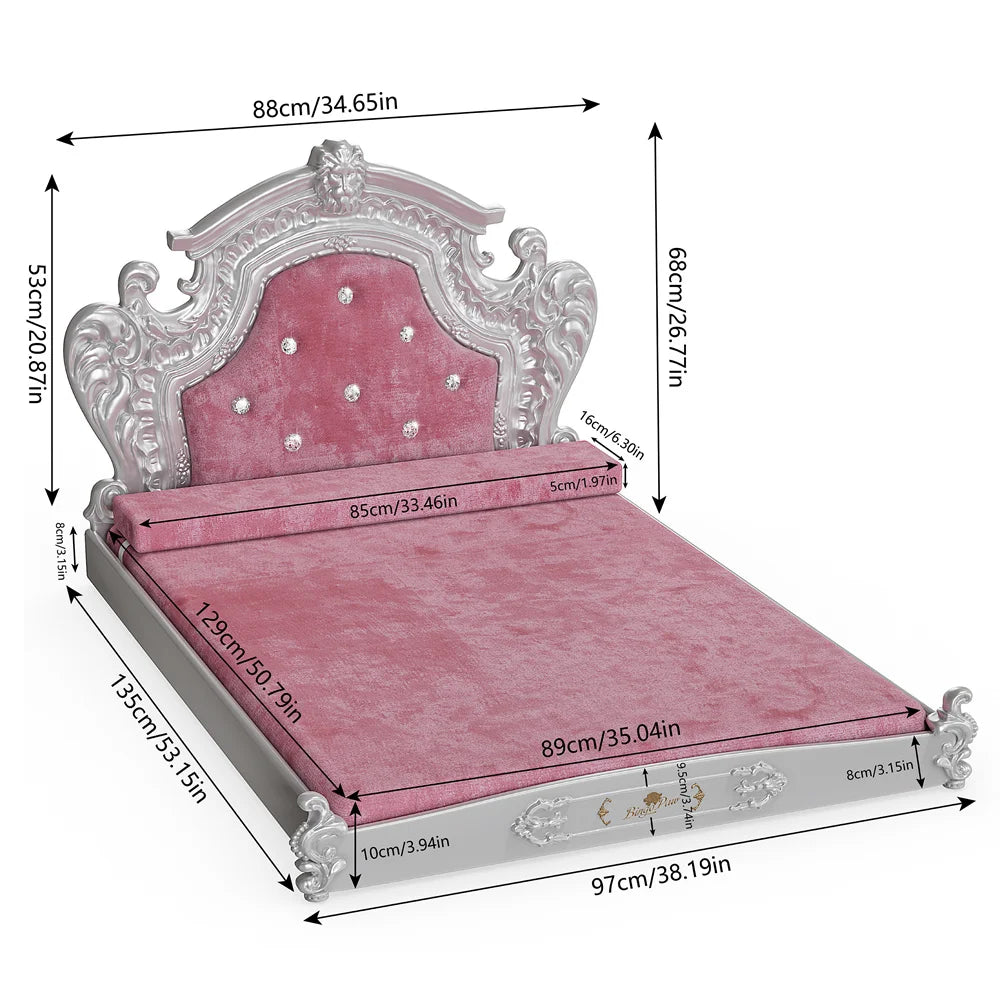 Fancy Velvet Dog Bed with Headboard