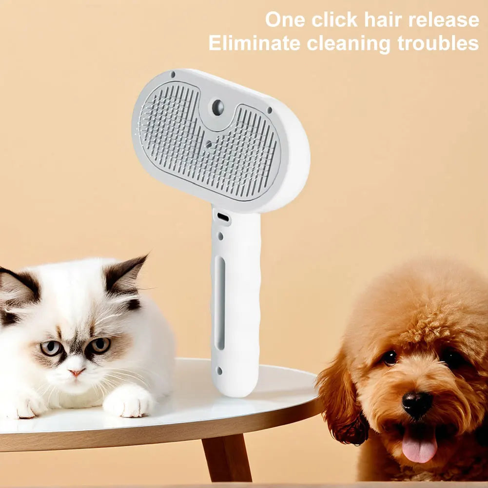 3 in 1 Pet Steam Brush with Release Button