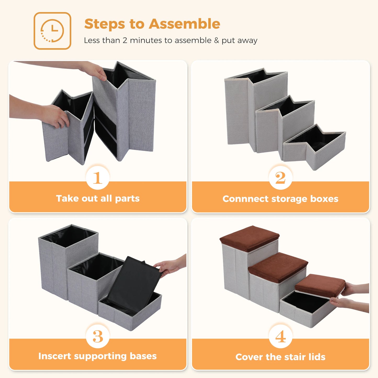 Foldable Pet Stairs with Storage Box
