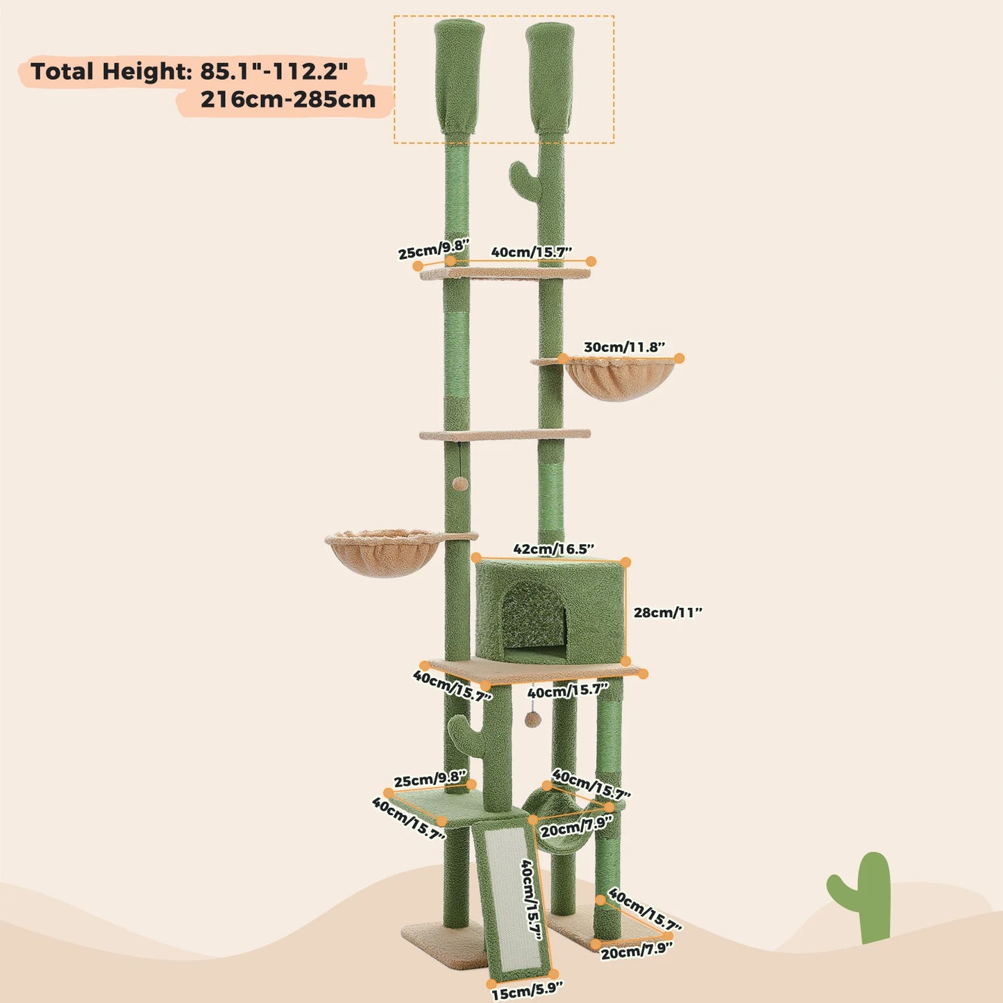 Floor to Ceiling, Adjustable Height Cat Tree