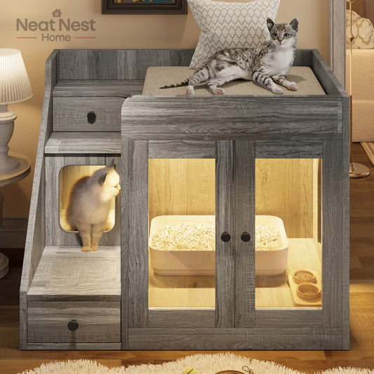Cat Litter Box Enclosure with Light