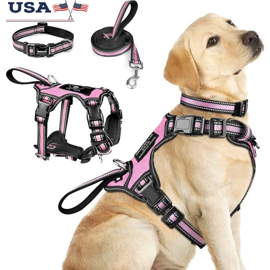 Reflective No Pull Pet Harness, Collar and Leash Set