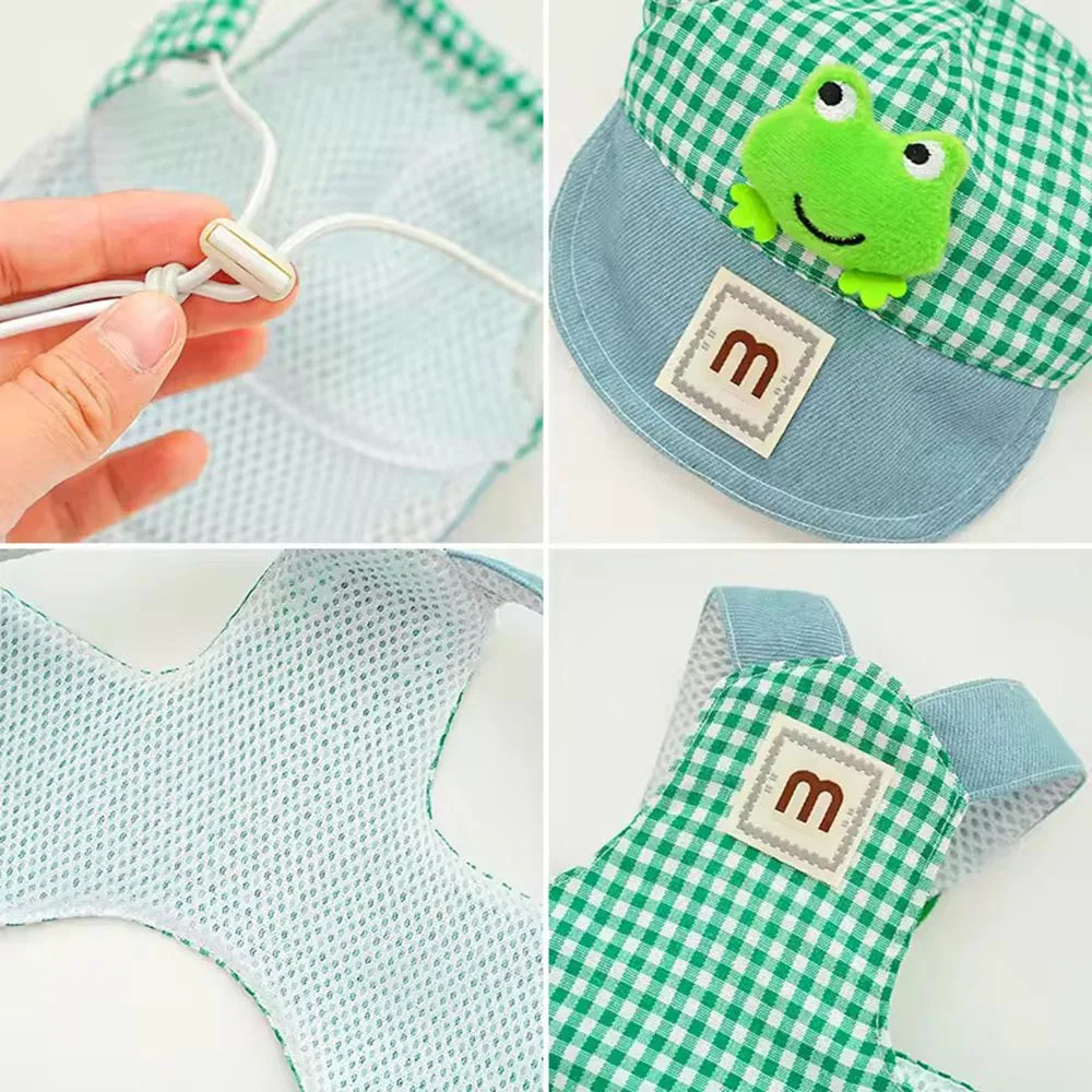 Cartoon Pet Harness, Leash, and Sun Hat Set