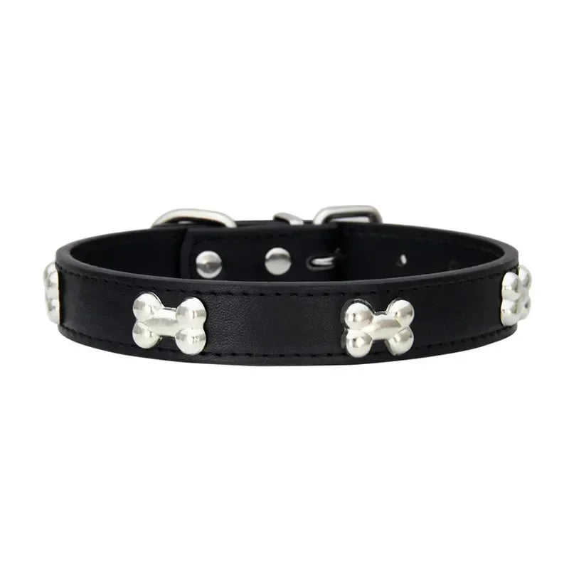 Bone Design Leather Pet Collars
