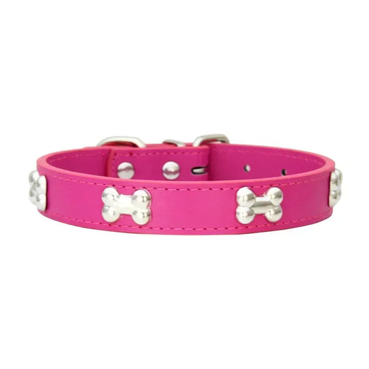 Bone Design Leather Pet Collars