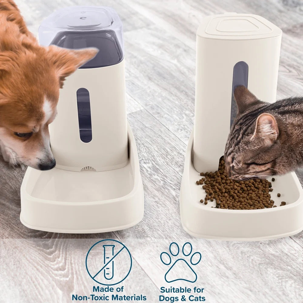 2-Pack Large Capacity Gravity Pet Feeder and Water Dispenser