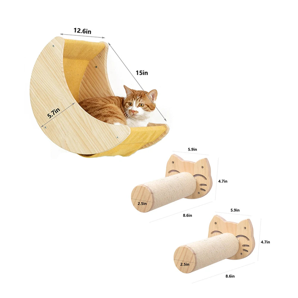 Moon Shaped Cat Shelf, Wall Hammock