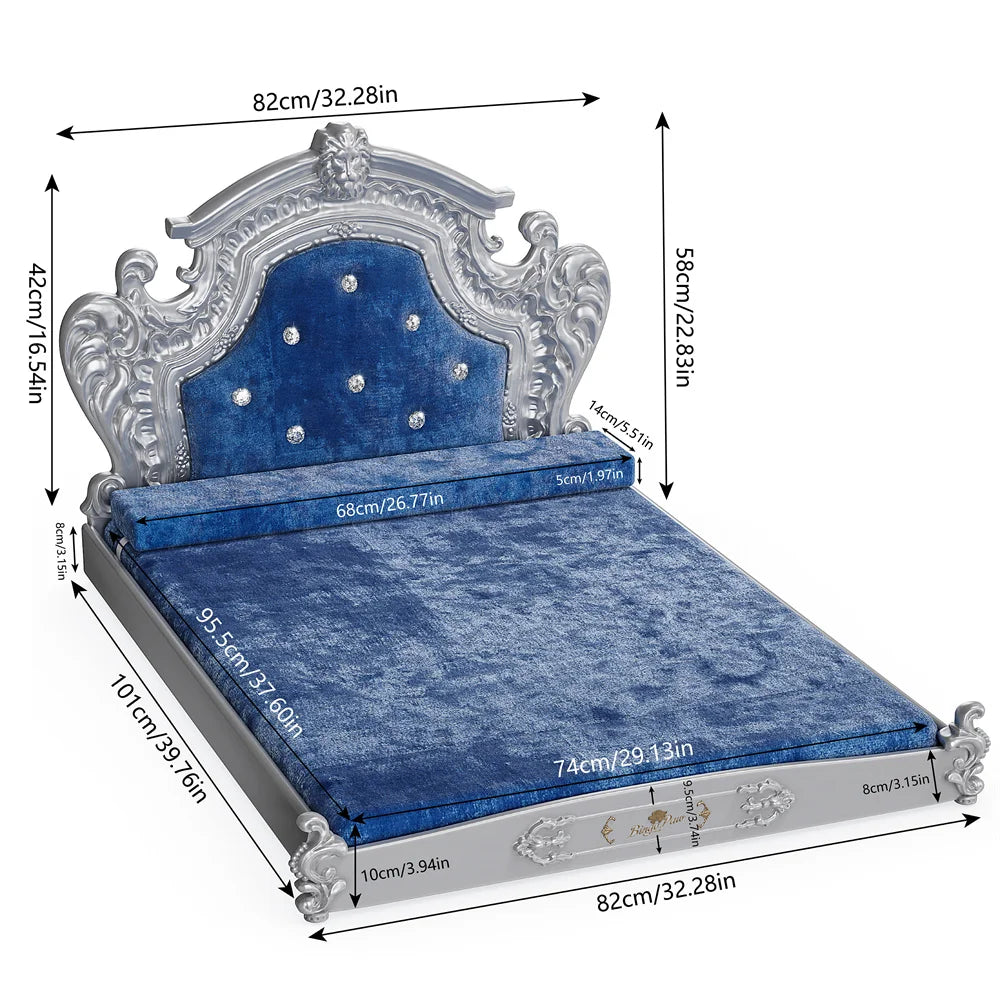 Fancy Velvet Dog Bed with Headboard