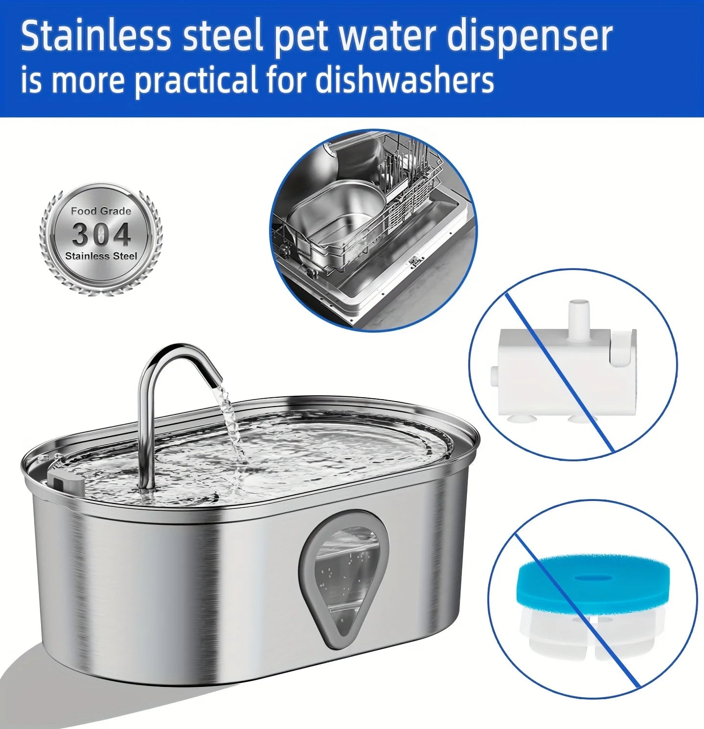 automatic stainless steel water fountain with LED Lighting