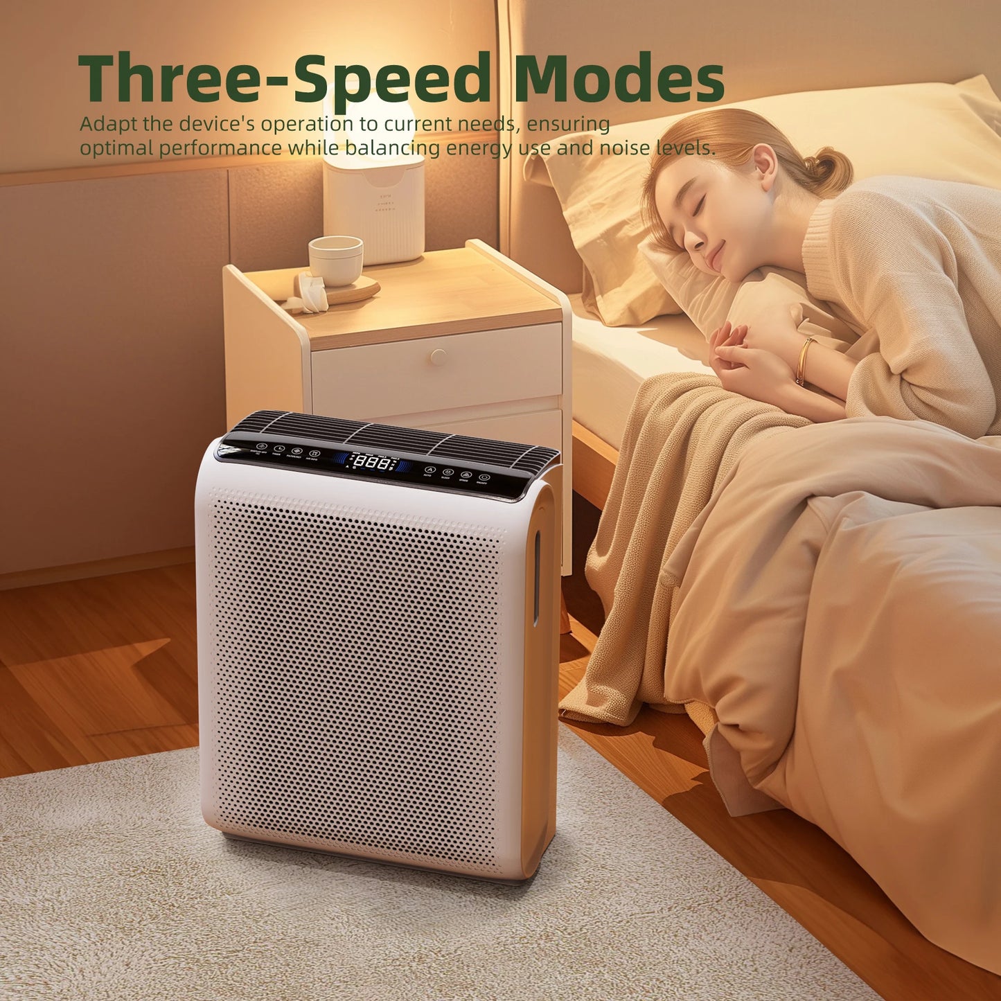 Air Purifier with Touch Control, for Pet Dander, Pollen, Smoke