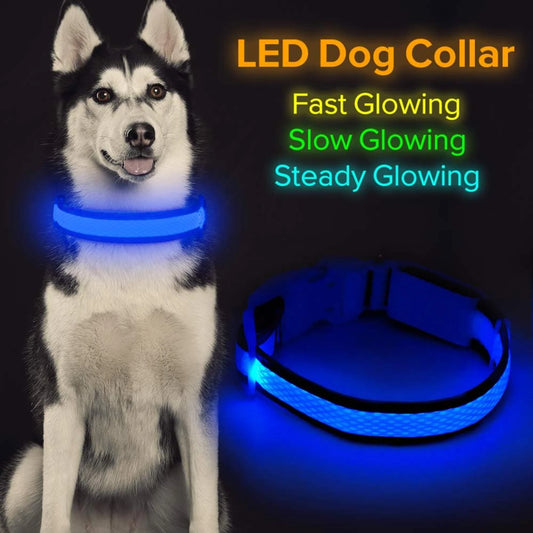LED Dog Collar - Rechargeable-Adjustable Soft Mesh