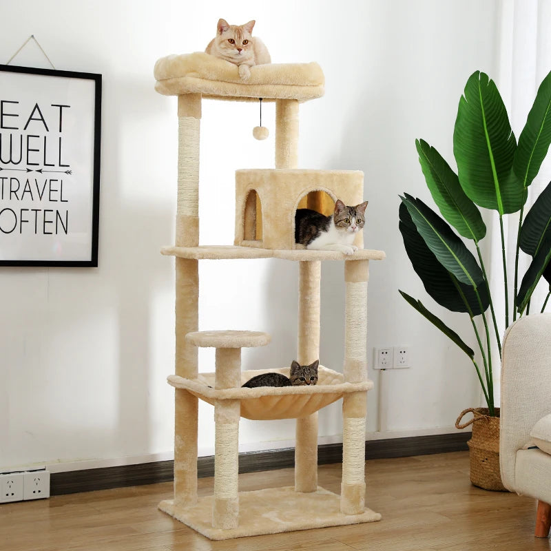Multi-Level Tower for Large Cats with Cozy Hammock