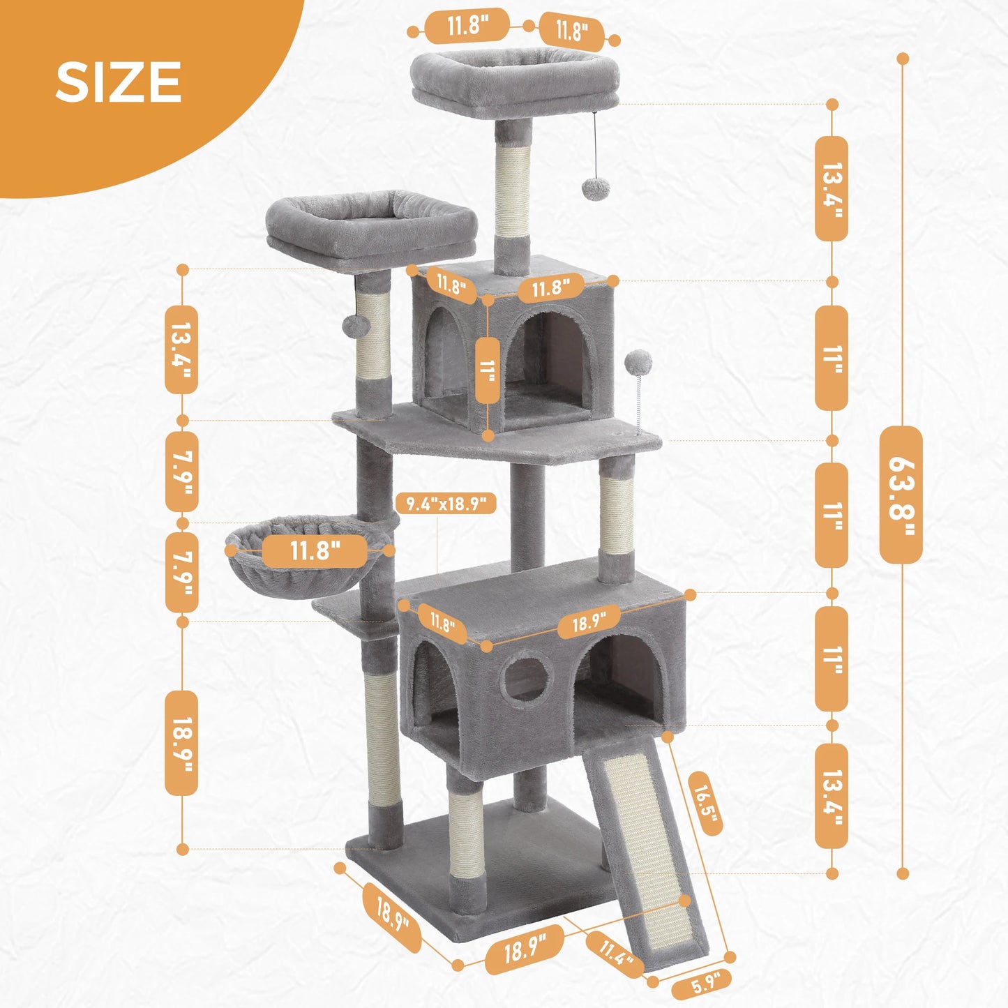 Multi-Level Tower for Large Cats with Cozy Hammock