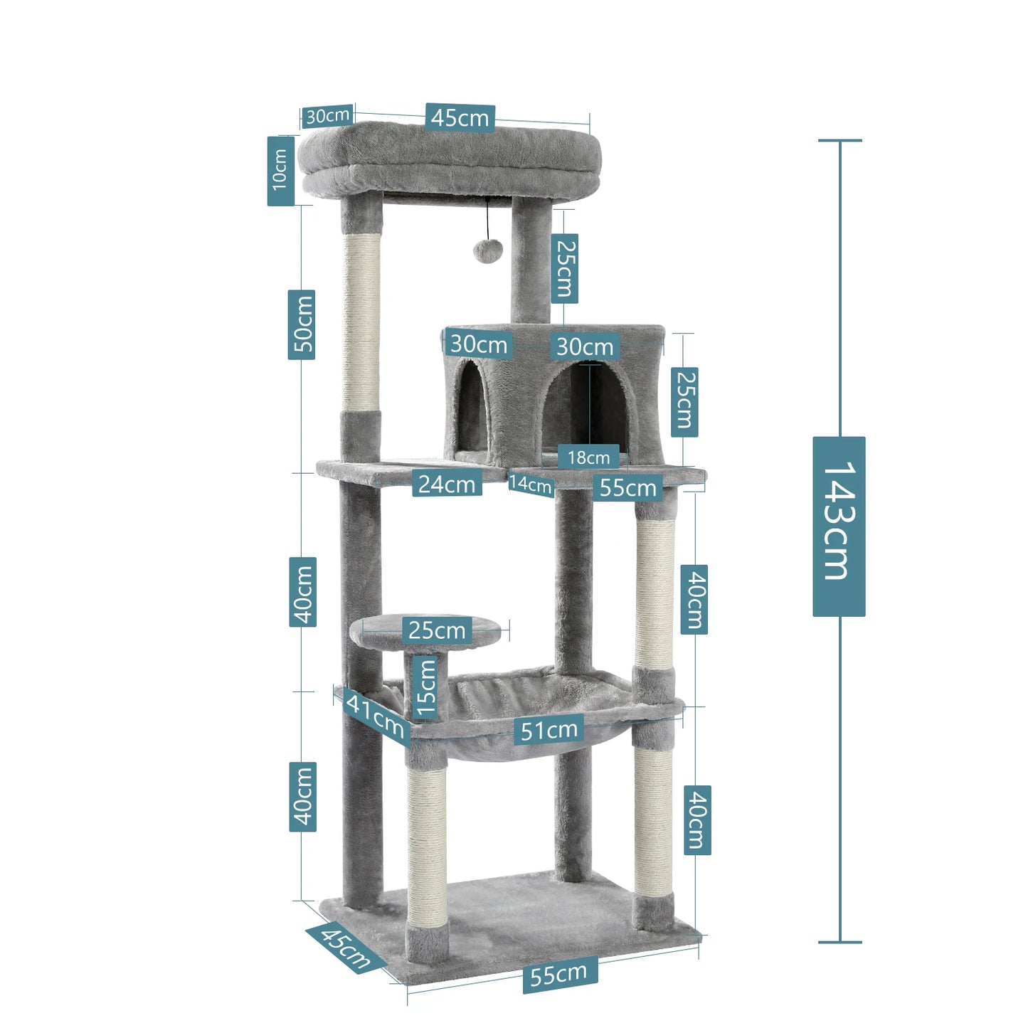 Multi-Level Tower for Large Cats with Cozy Hammock