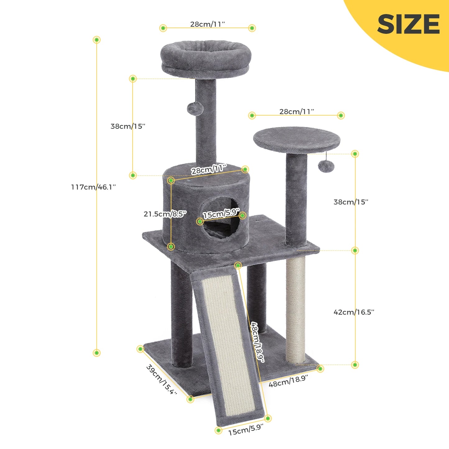 Multi-Level Tower for Large Cats with Cozy Hammock