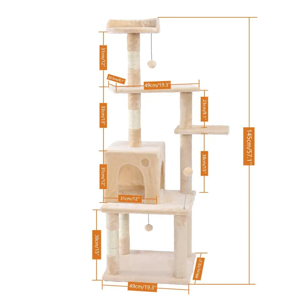 Multi-Level Tower for Large Cats with Cozy Hammock